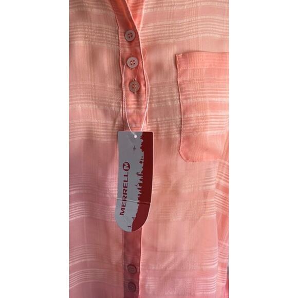 Merrell Sherbet Womens Small Peach Orange NEW Button Front Shirt - Picture 2 of 12